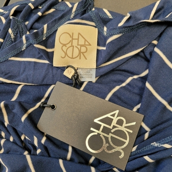 Chaser Navy Blue And White Striped Jersey Knit Dress NWT - Picture 6 of 9